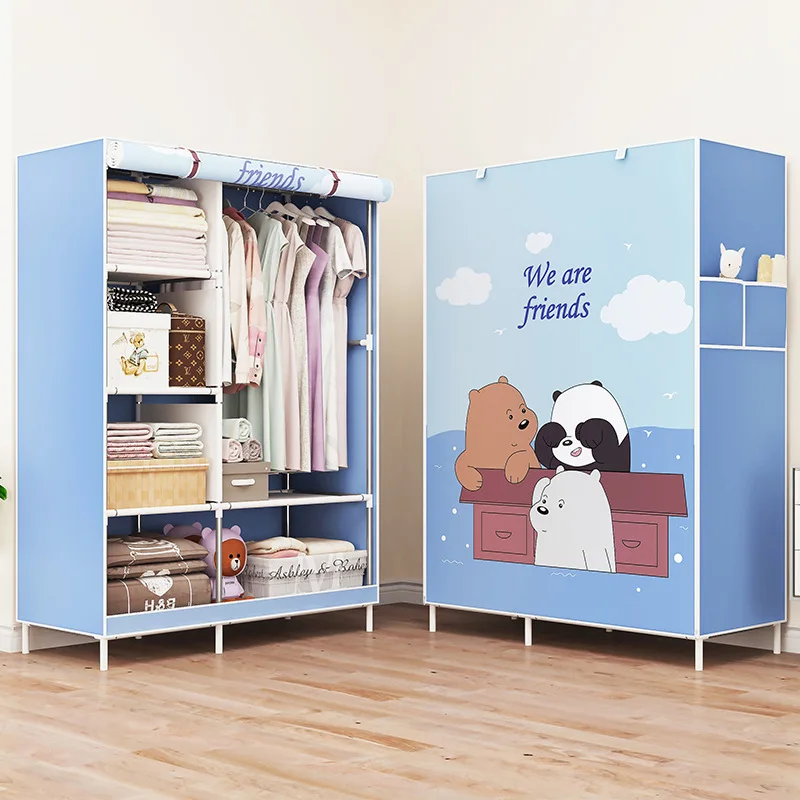

Simple Wardrobe Cloth Wardrobe Dormitory Wardrobe Hanger Coat Rack Assembly Fashion Hanger Creative Thickened Steel Pipe