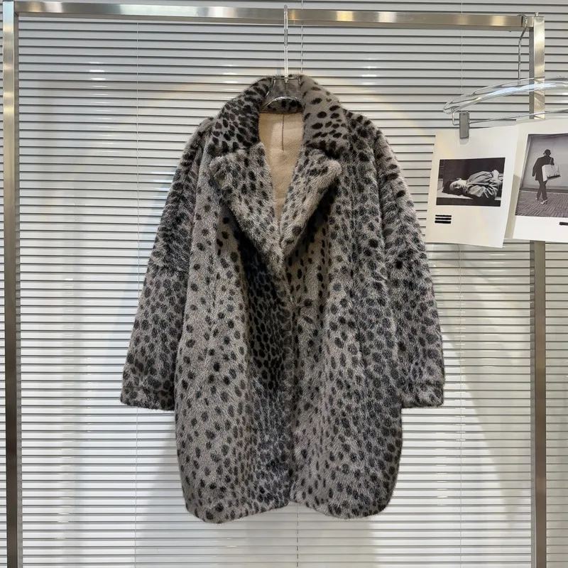 DEAT женский плащ со свободным зубчатым воротником и леопардовым узором толстые