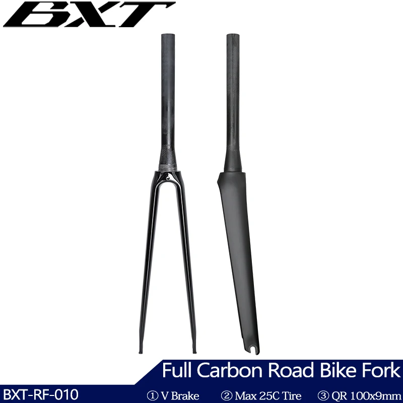

Full Carbon Road Bike Fork V Brake 700C Road Bicycle Carbo Fiber Fork QR 100x9mm Road Carbon Fork Tapered Tube 39.8mm Front Fork