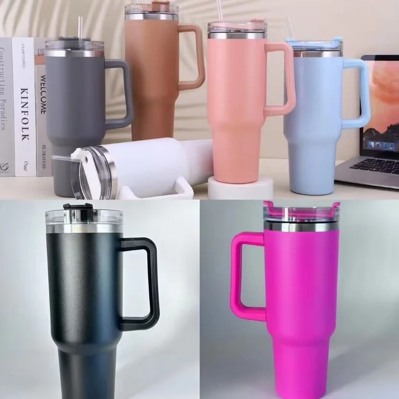 

Cup Thermal 40oz Mug Tumbler with Handle Water Bottle Insulated Tumbler with Lid Straw Stainless Steel Coffee Tumbler