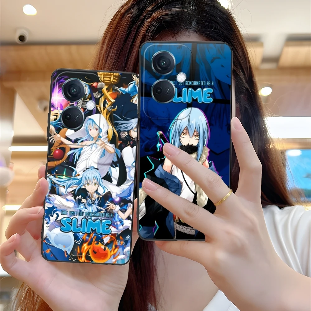 Чехол для мобильного телефона Slime Rimuru Nava OPPO Find X5 X3 X2 A93 Reno 8 7 Pro A74 A72 A53 Черный мягкий