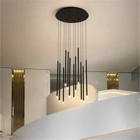 modern staircase chandeliers lighting golden black led round tube chandeliers used for spiral staircase hotel lobby club hcd