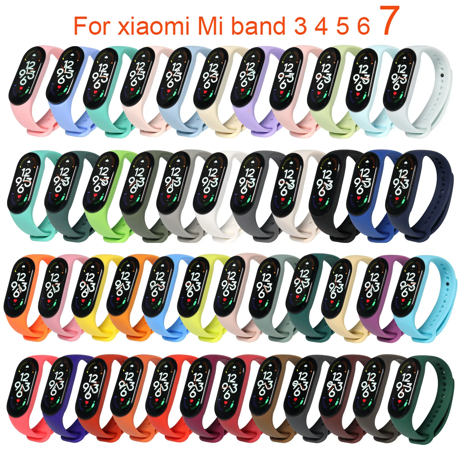 Watchband For Mi Band 7 6 5 4 3 Bracelet Xiaomi Mi Band 8 5 Strap Silicone Sport Replacement Wristband Smartwatch Accessories