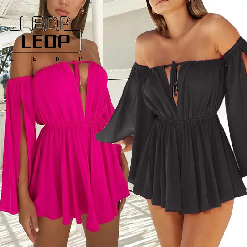 

LEDP Fashion New Open-sleeve One-shoulder Strapless Tube Top Dress Women's Summer Casual Outer Wear High Waist Beach Dress Women