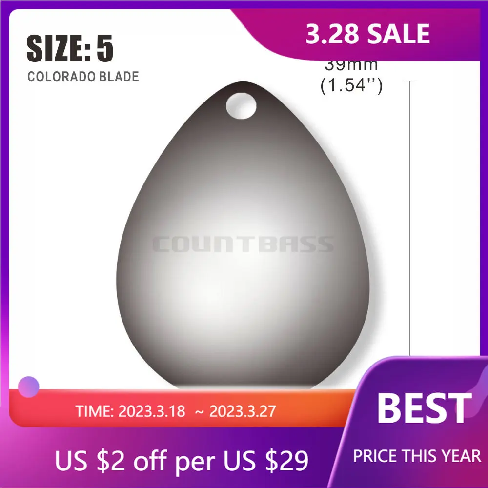 

50PCS Size 5 -30x39mm Nickel Plating Steel Smooth Colorado Spinner Blade,DIY Spinner bait Fishing Lures, Tackle Craft