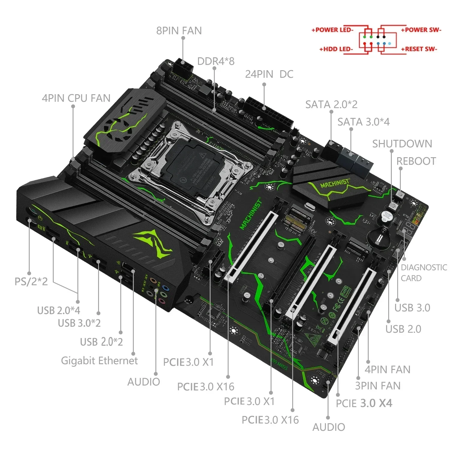 MACHINIST MR9S X99 Комплект материнской платы Xeon E5 2670 V3 Процессор LGA 2011-3 16 ГБ = 2*8 DDR4 ОЗУ 2666