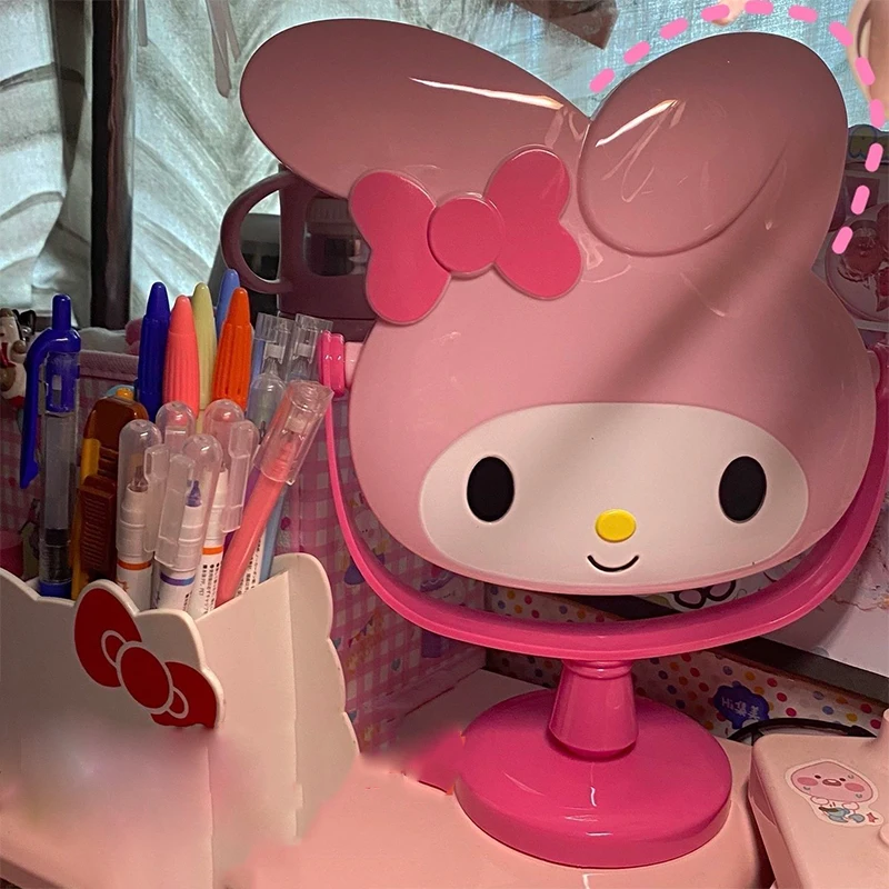 

Kawaii Sanrio My Melody Vanity Mirror Anime Figure Rotatable Table Mirror Vanity Mirror Glass Bedroom Desktop Christmas Gift