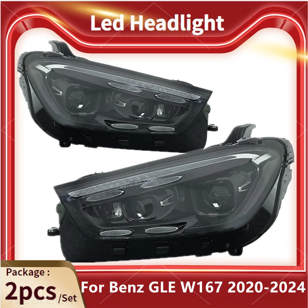 Автомобильные передние фары для Benz GLE W167 светодиодные 2020-2024 проектора дневные