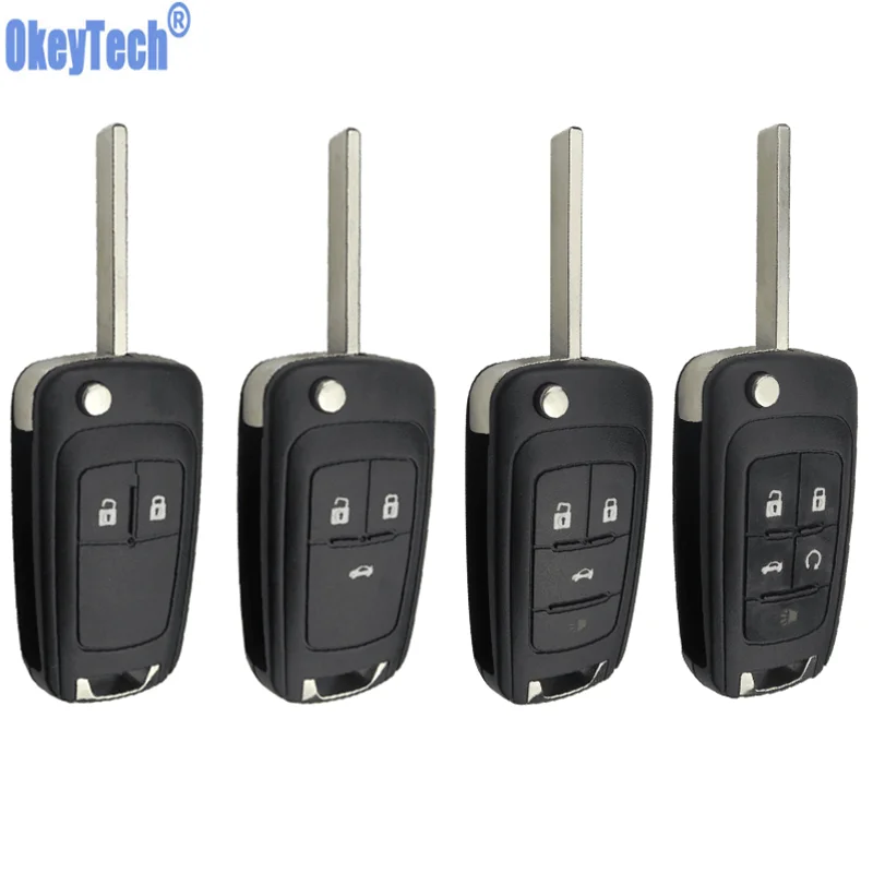 

OkeyTech Flip Remote Car Key Shell Case For Chevrolet Cruze 2012 Malibu Aveo 2015 Folding Cover 2/3/4/5 Buttons HU100 Blade