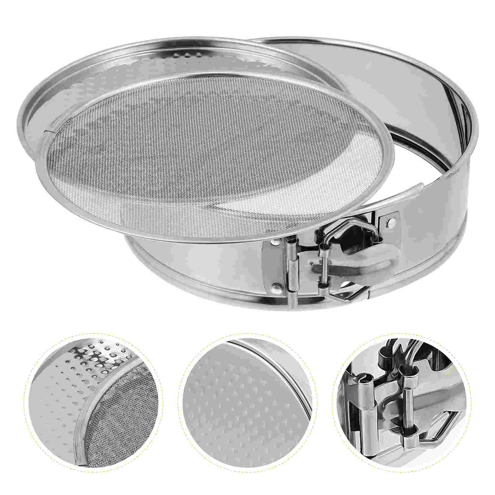 

Cake Pan Flour Baking Sifter Mesh Cheesecake Nonstick Round Strainer Sieve Sifting Bakeware Finetin Skimmer Metal Pans Spoon