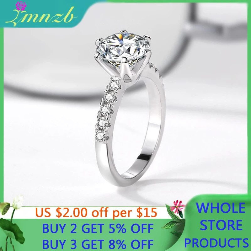 

LMNZB Original Tibetan Silver Ring Classic Round 8mm Created CZ Zircon Engagement Wedding Band Jewelry For Women LR42