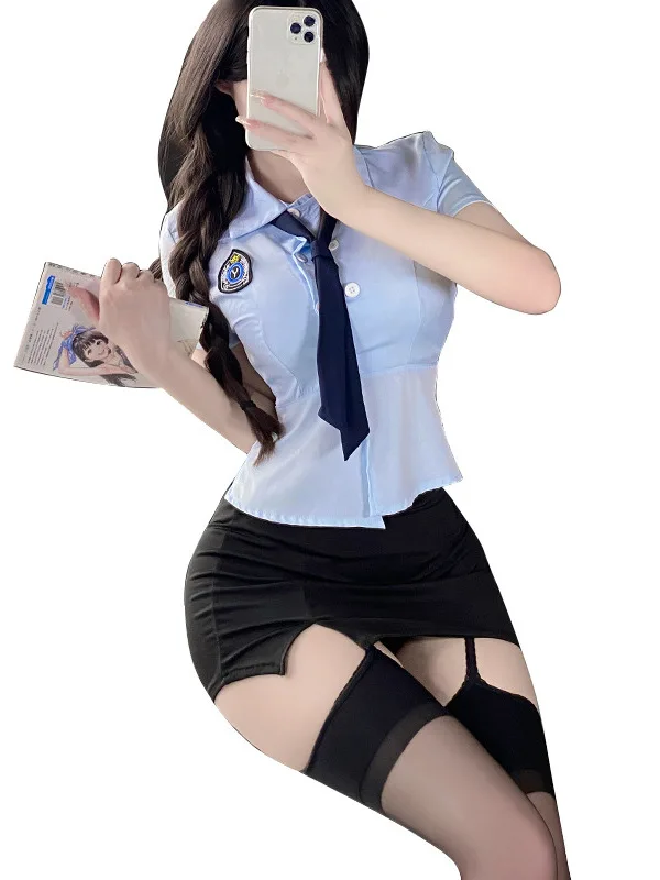 Сексуальный женский профессиональный комплект с отложным воротником и коротким