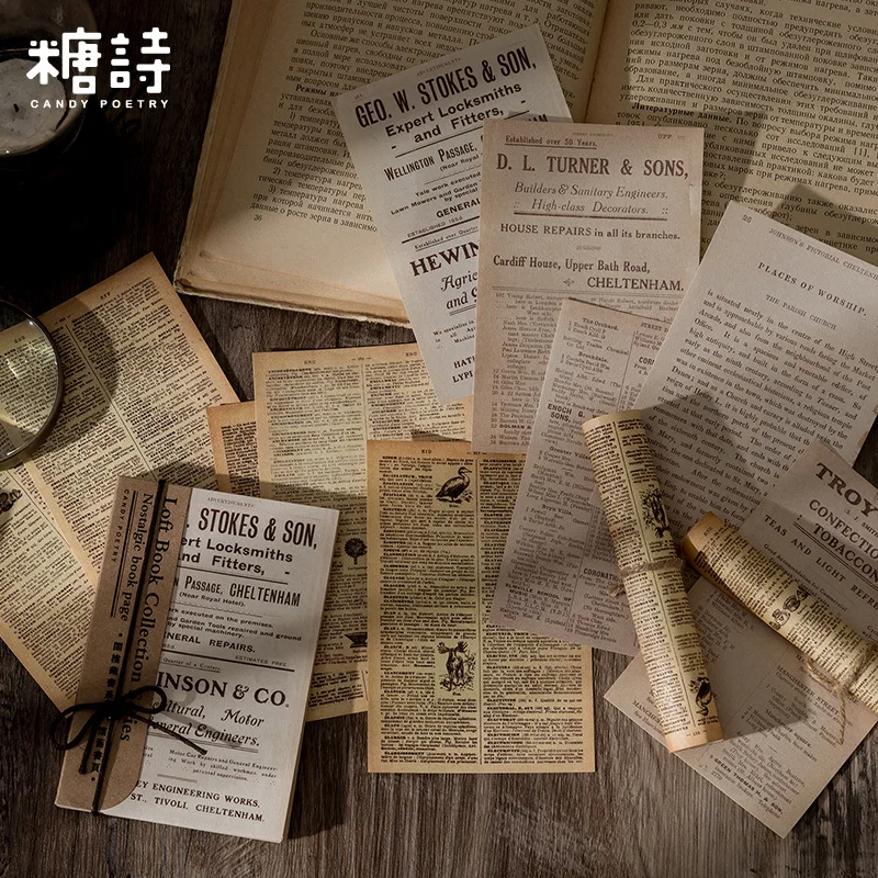 

60 Pcs Vintage English Phrases Collage Scrapbooking Journal Material Paper Card Making DIY Retro Newspapers Craft Photo Albums