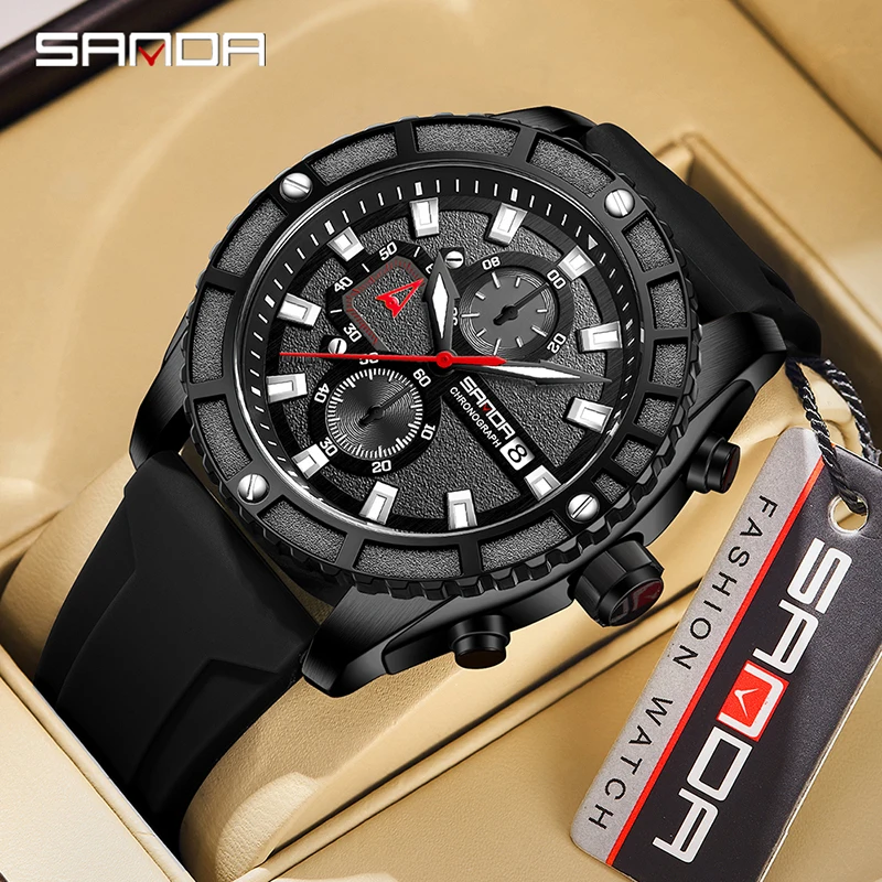 

SANDA Top New Business Men Watch Outdoor military Chronograph Men Quartz Wristwatch Date 30M Waterproof Luminous reloj hombre