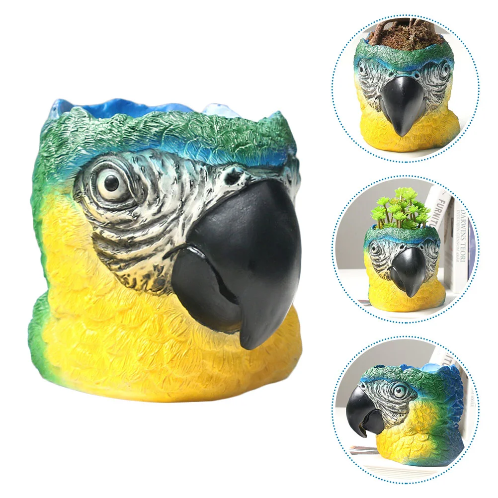 

1pc Decorative Parrot Flowerpot Household Resin Planter Desktop Cartoon Planter