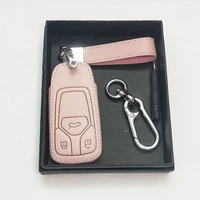 leather car key cover case for audi a4 b9 q5 q7 tt tts 8s 2016 2017 car smart remote auto protect car styling key cases covers