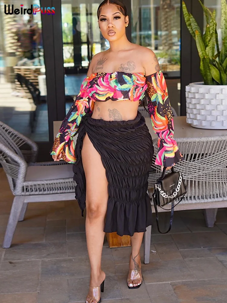 Юбка-миди Женская плиссированная эластичная с разрезом сбоку - купить по