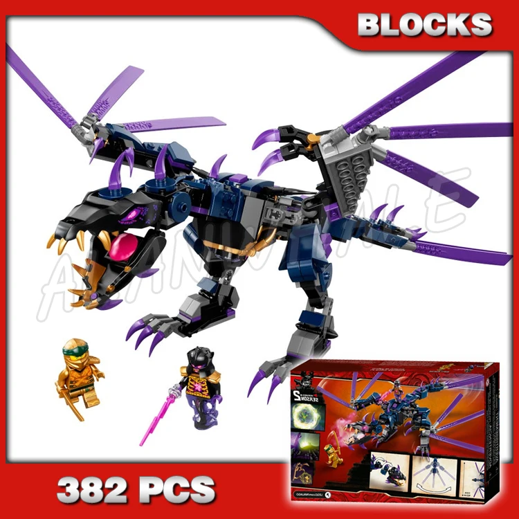 

382pcs Shinobi Legacy Overlord Dragon Posable Wings Golden Lloyd 11657 Building Blocks Sets GIfts Compatible With Model