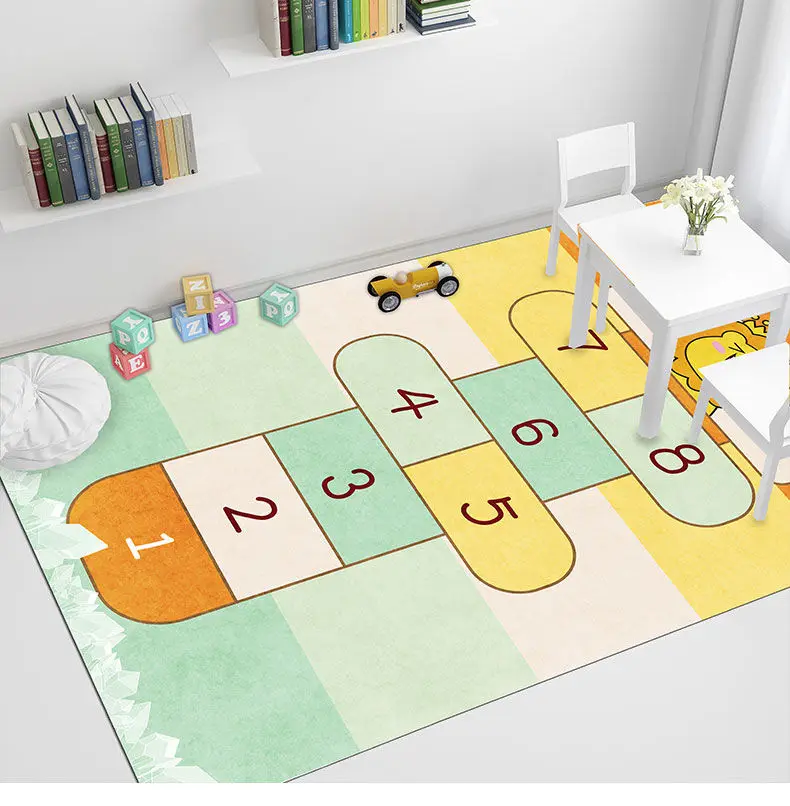 Cartoon Cute Children Carpet Living Room Kids Crawling Jumping Plaid Play Mats Boy Girl Bedroom Bedside Rug Home Decor images - 6