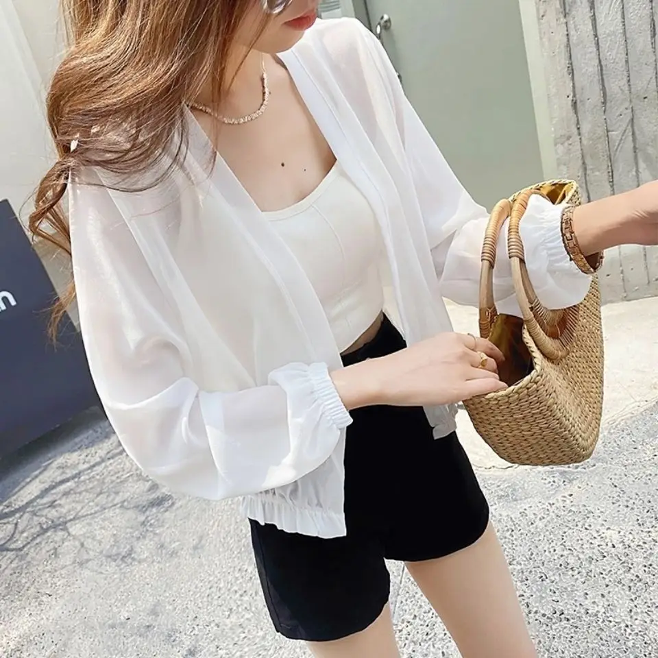 

Women 2022 Summer Thin Coat Casual Sun Protection Clothes Female Cardigan Shirt Clothing Tops Blouse for Lady Covers Blusa E55