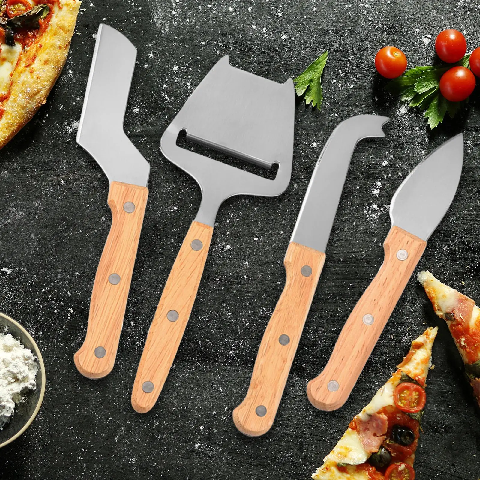 

Нож для резки сыра с 4 режущими инструментами кухонный аксессуар разделочная доска сервировочный поднос из нержавеющей стали круглая доска для сыра ручной работы набор