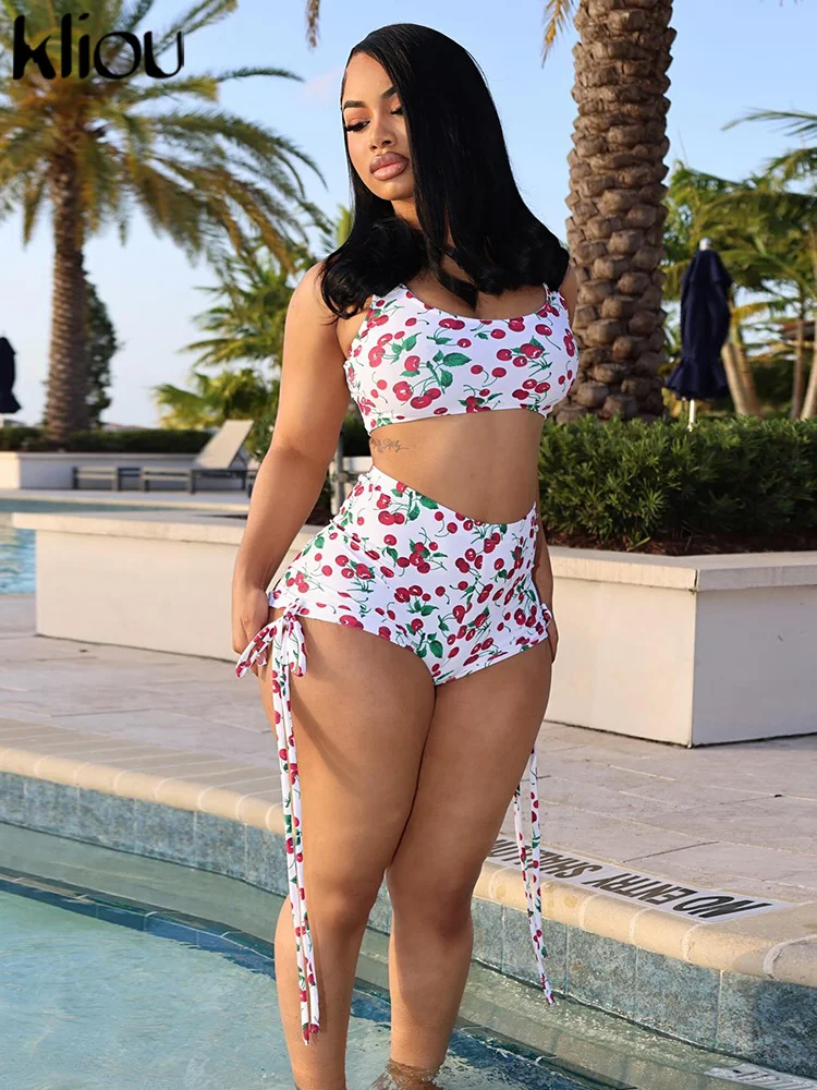 Женская майка и шорты с принтом в виде фруктов из молочного шелка