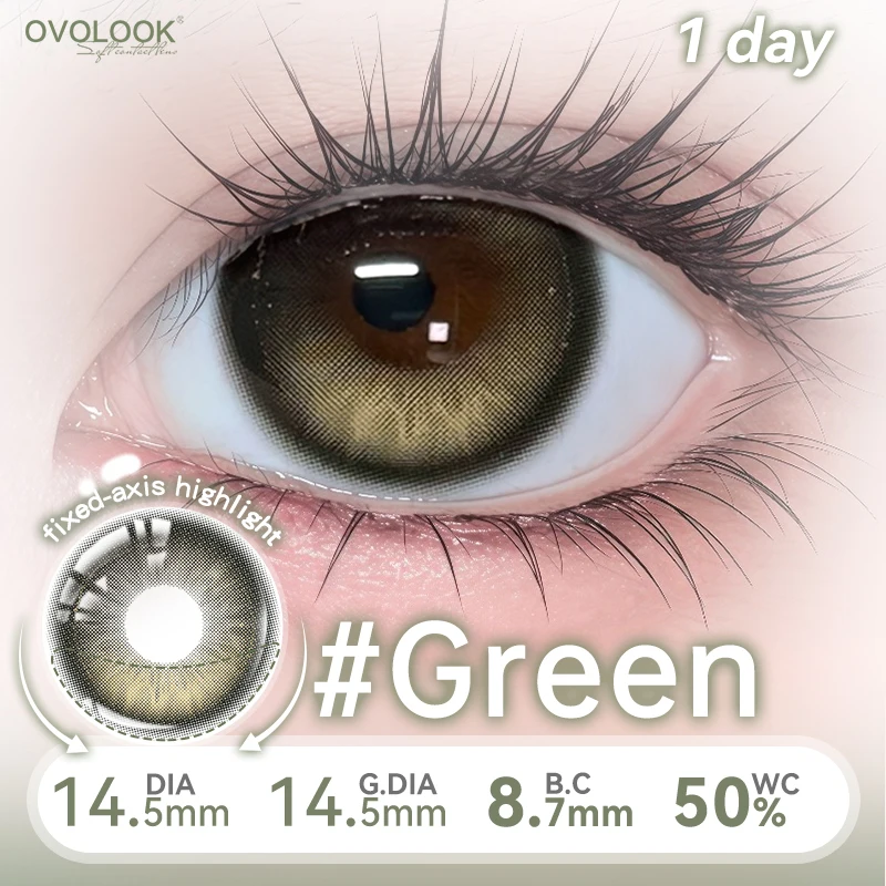 Фото OVOLOOK - Цветные контактные линзы с мягким ободком, гибридные, синие, 10 шт., для ежедневного использования, для макияжа, в милой коробке с рисунком щенка. №3