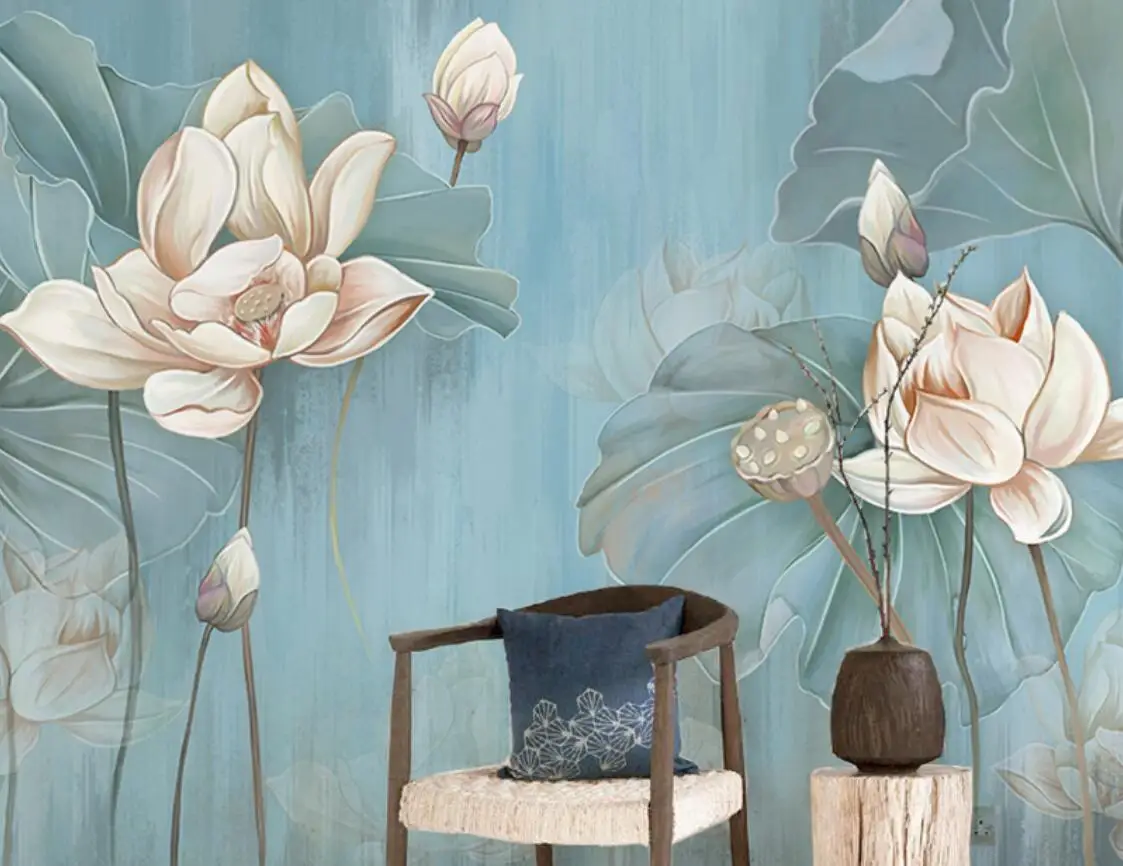 Обои с лотосом в стиле дзен гостиная спальня фреска для ТВ фоновые обои новый