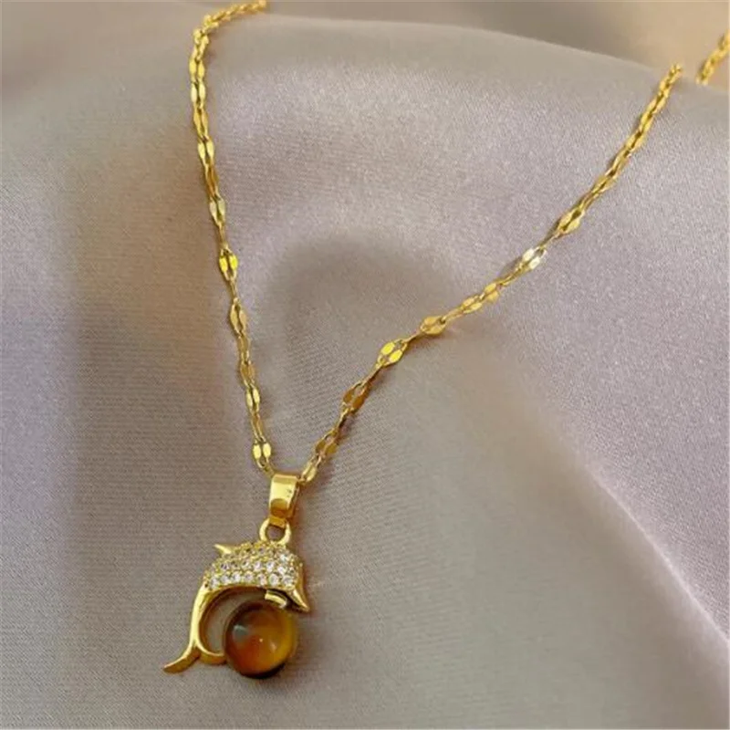 Креативное ожерелье с милым животным дельфином температуры хрустальное