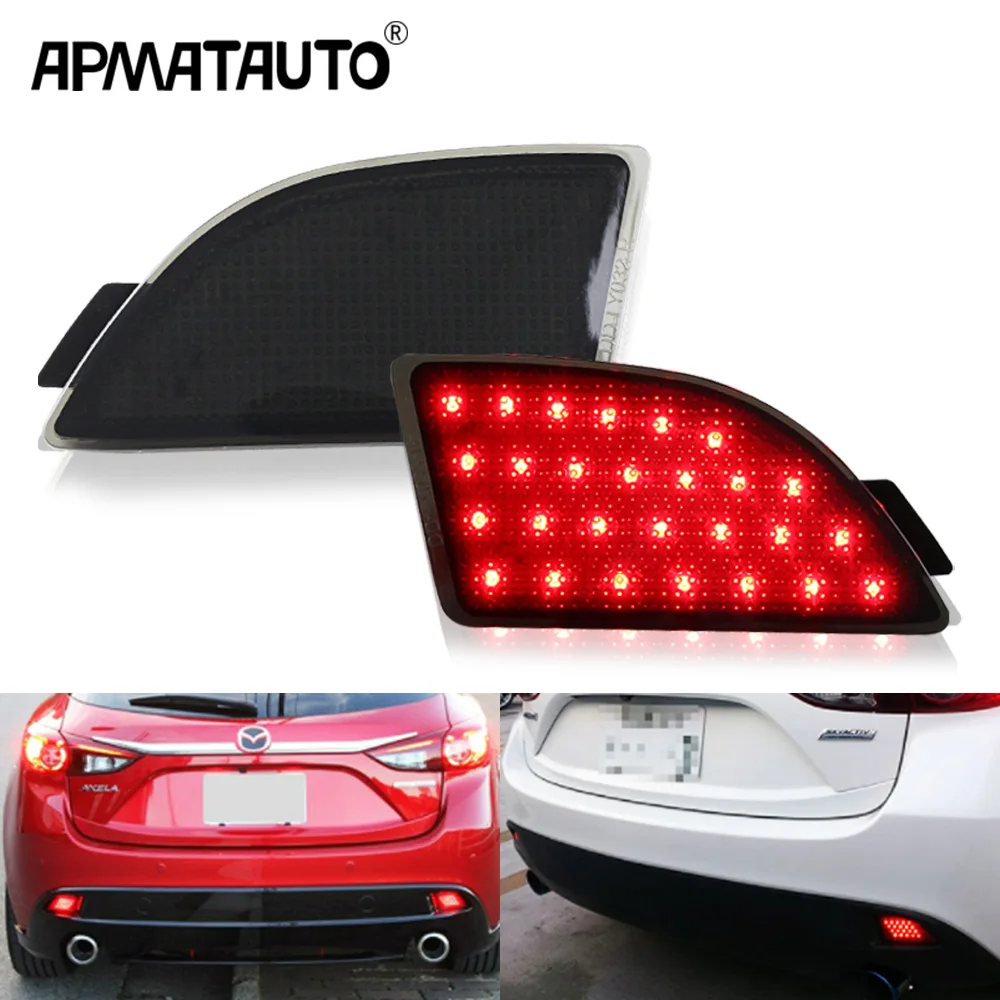 

2pcs Red/Smoke lens Rear Brake Stop Light For Mazda 3 Axela Hatchback 2013 2014 2015 2016 Tail Light LED Bumper Reflector lamp