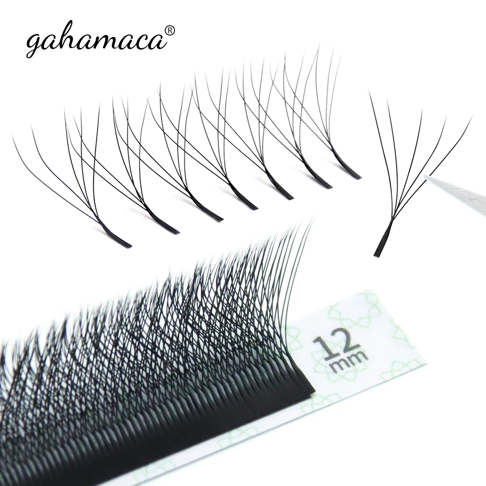 GAHAMACA W Shape Eyelash Extensions 3D4D5D Premade Volume Fans W Style Faux Mink Soft Easy Faning Professional Natural  Lashes