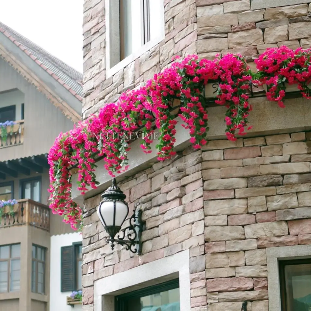 1Pcs 60 Cmx25 Cm Bougainvillea Silk Structure Hanging Dangling Flower Bunch Outdoor Indoor Home Wedding Party Decoration | Дом и сад