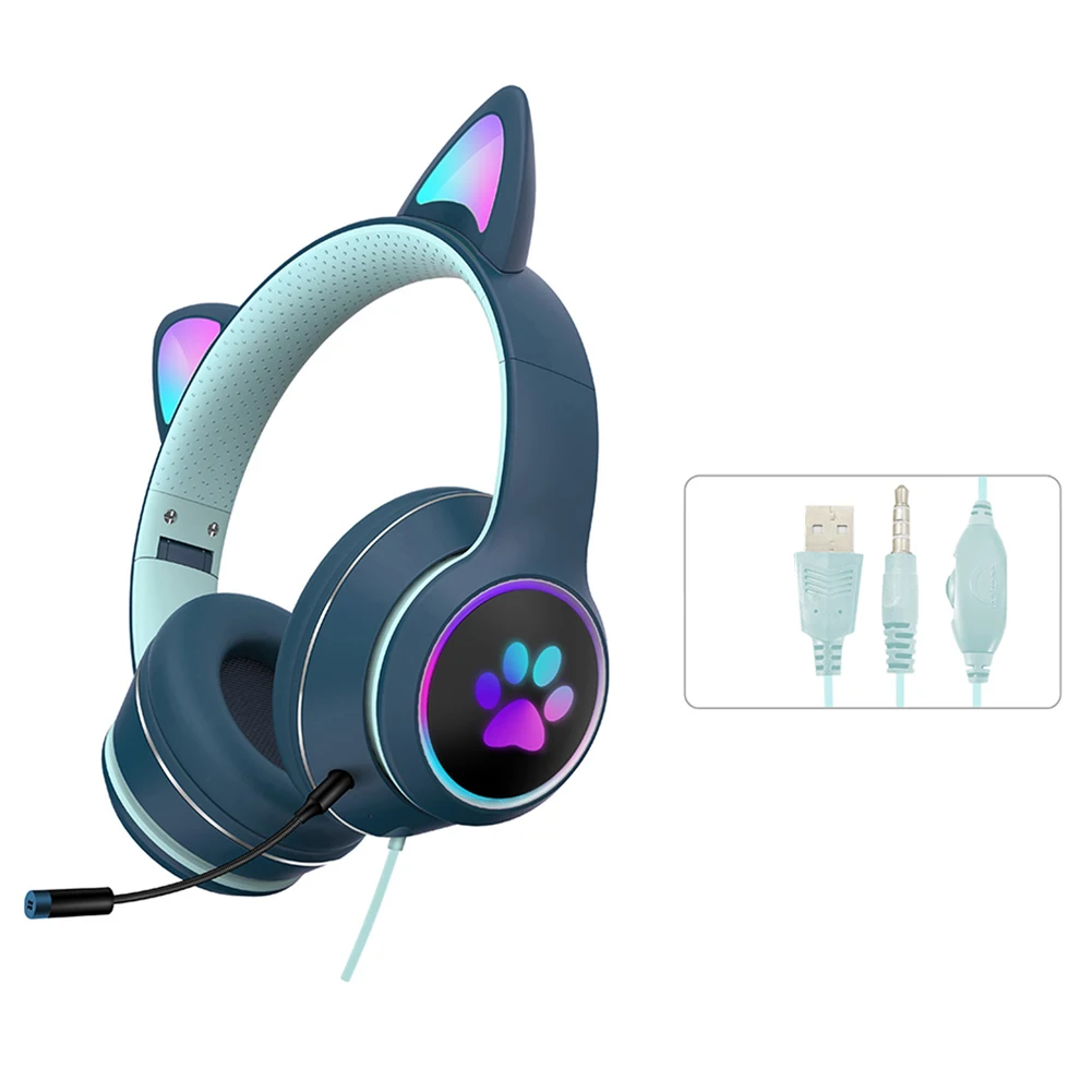 

Wired Gaming Headset Universal RGB LED Light Over Ear Portable Audio Lightweight For PC Smartphone Home With Microphone Gift