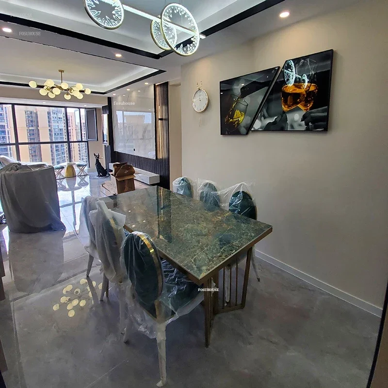 Легкие роскошные обеденные столы из шифера дизайнерская гостиная прямоугольный