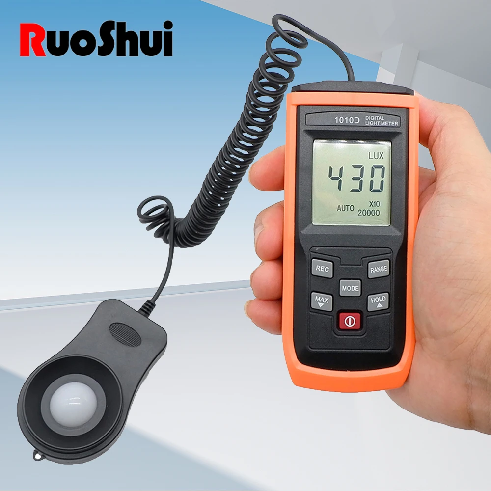 RuoShui Handheld Digital Light Meter Photography Digital Luxmeter Integrated Illuminometer Lux/Fc Photometer Enviromental Tester