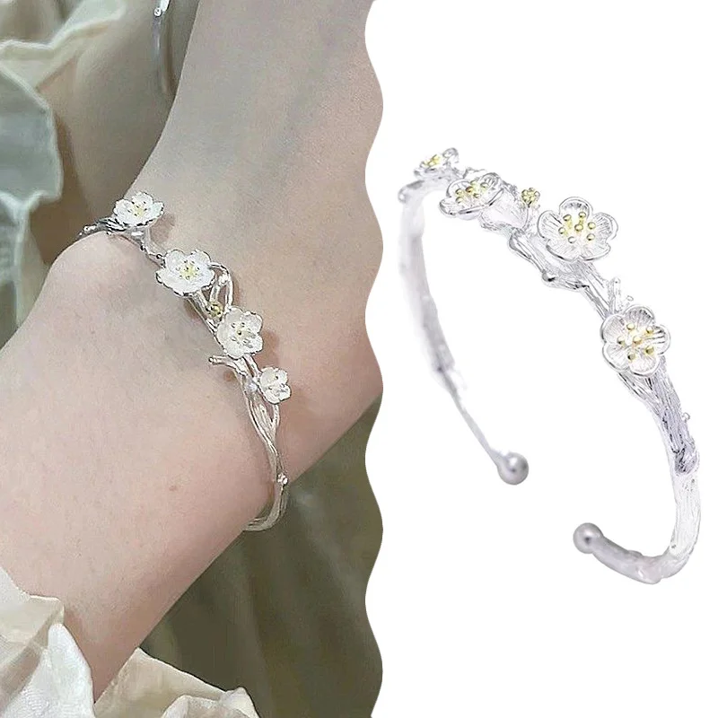Элегантный Креативный Браслет В Китайском Стиле С Цветами Регулируемый Для