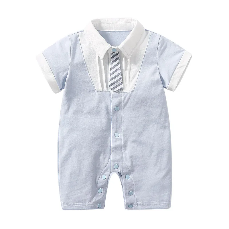 

Summer Children's Gentleman Clothing Kids Romper Boy Bodysuit Short Sleeve Single-breasted Necktie Kids One-Pieces Baby Clothes
