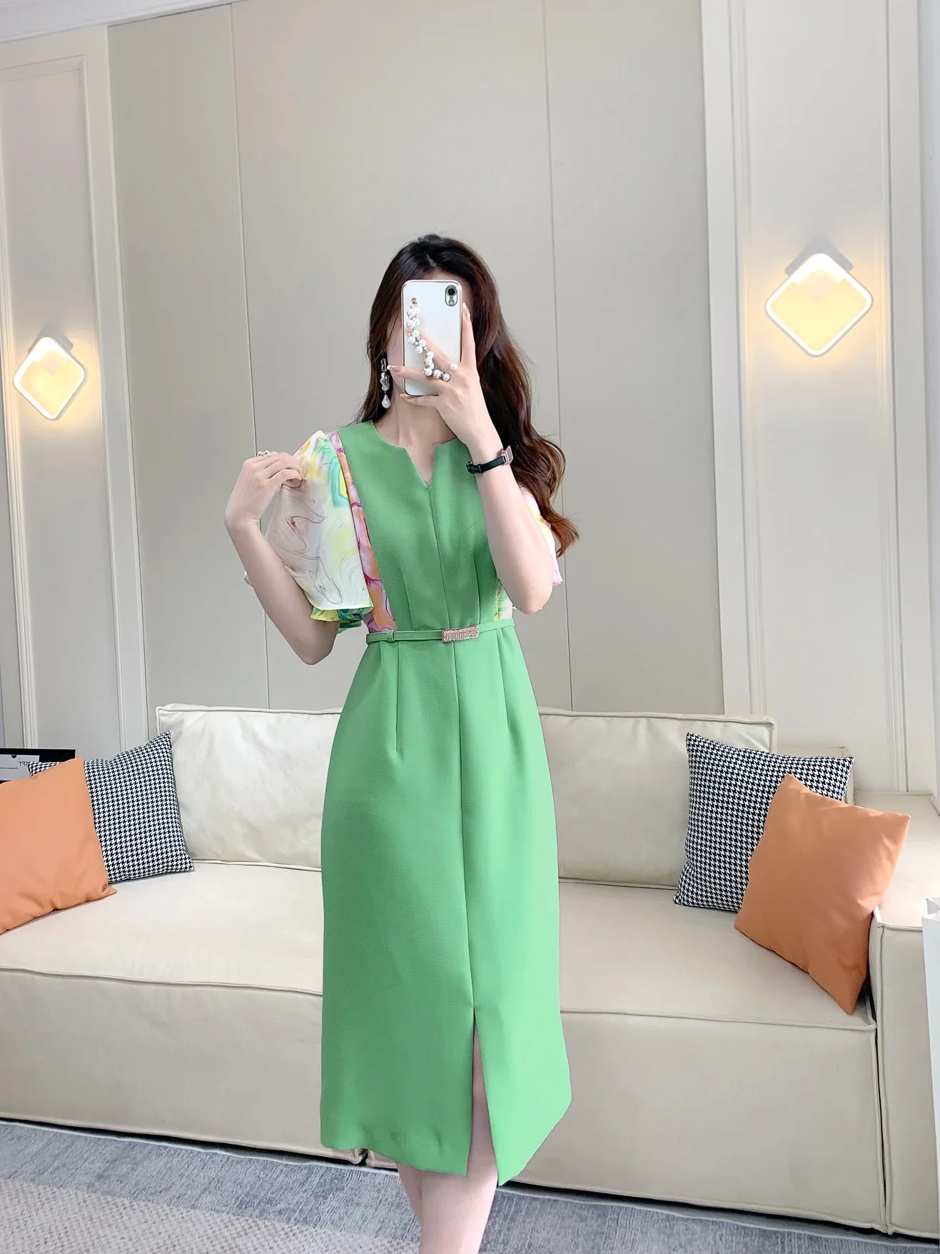 2023 spring and summer women's clothing fashion new V-neck Dress 0511