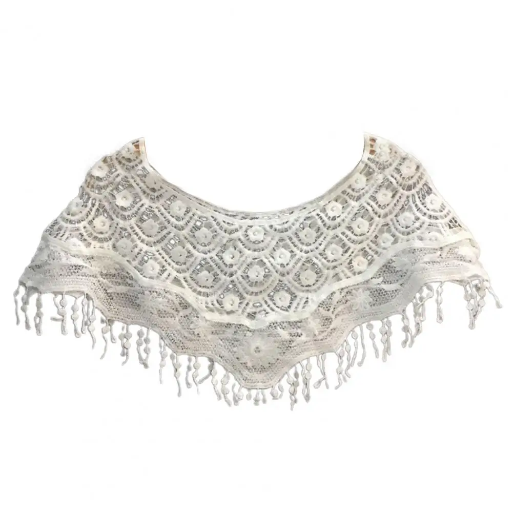 

Shell Pattern Tassels Decor Pullover Shawl Wrap Summer Hollow Crochet Lace Evening Cape Fashion Accessories