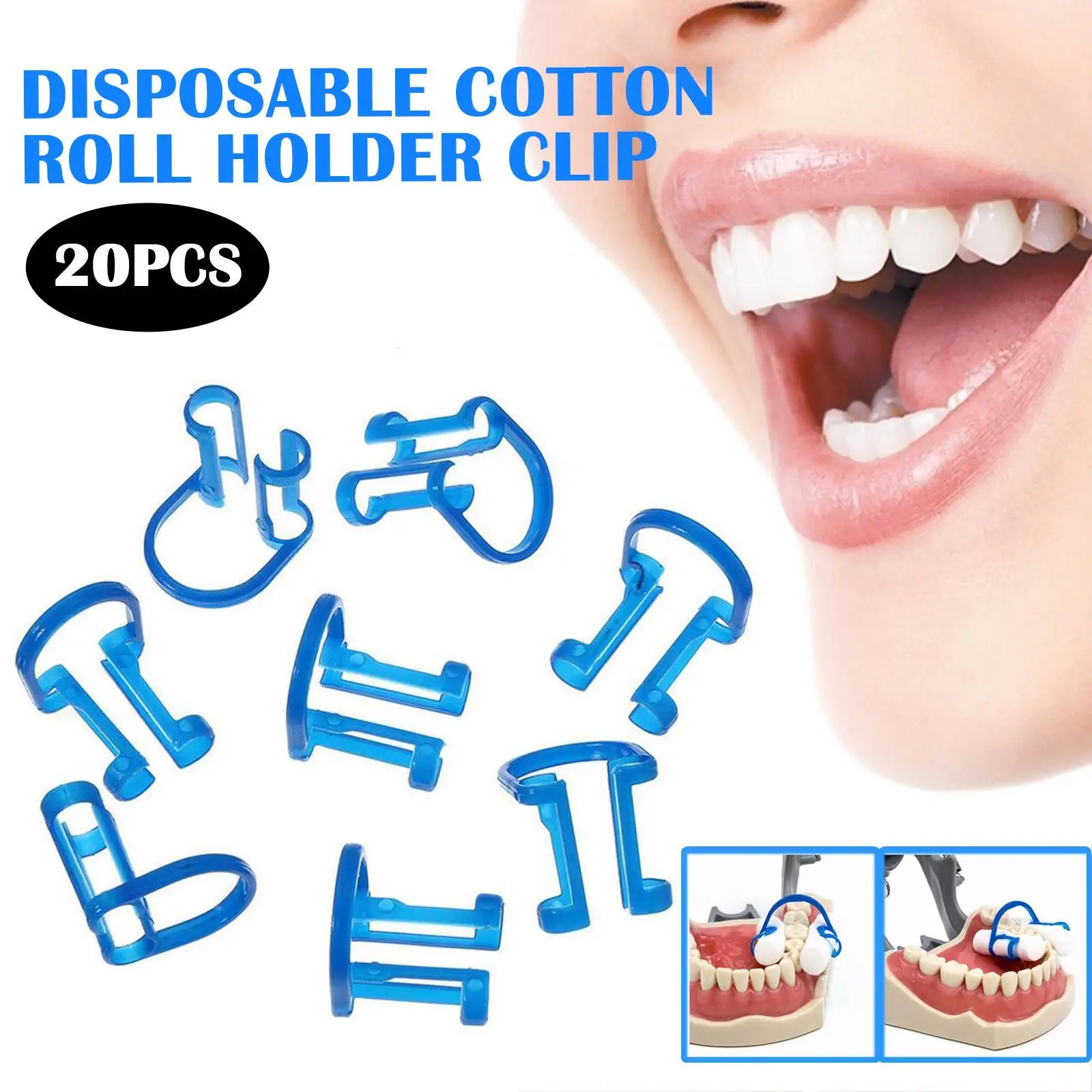 

20pcs/set New Blue Disposable Cotton Roll Holder Clip Dental Dental Dentist For For Clinic Orthodontic Lab Supplies Set Holder
