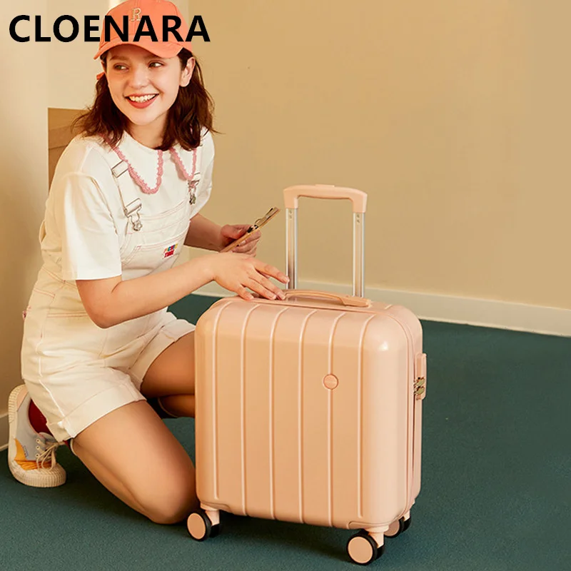 

COLENARA 18" Inch Luggage High Quality Small Lightweight Trolley Case Boarding Password Case Ladies with Wheels Rolling Suitcase
