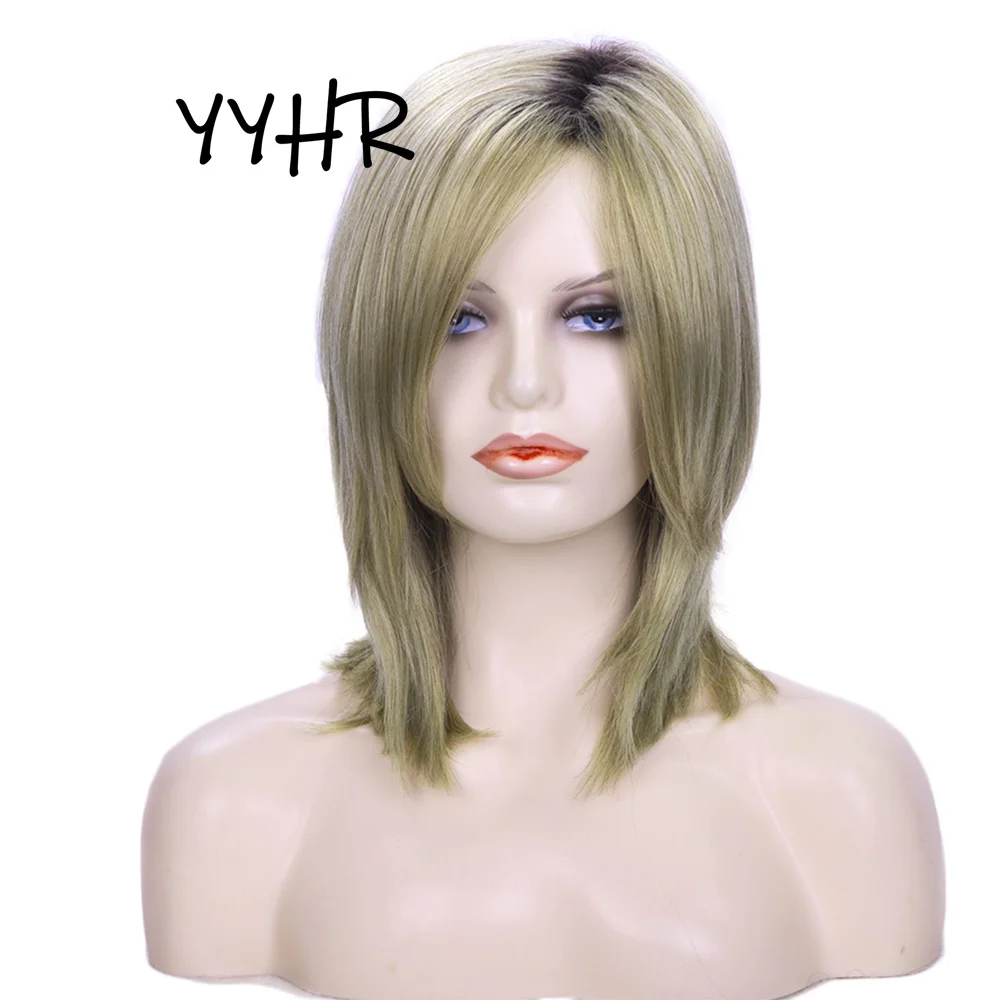 

Blonde Synthetic Wig Natural Bob Straight High Quality Wigs For White Female Wig Medium Length For Daily Use Wig