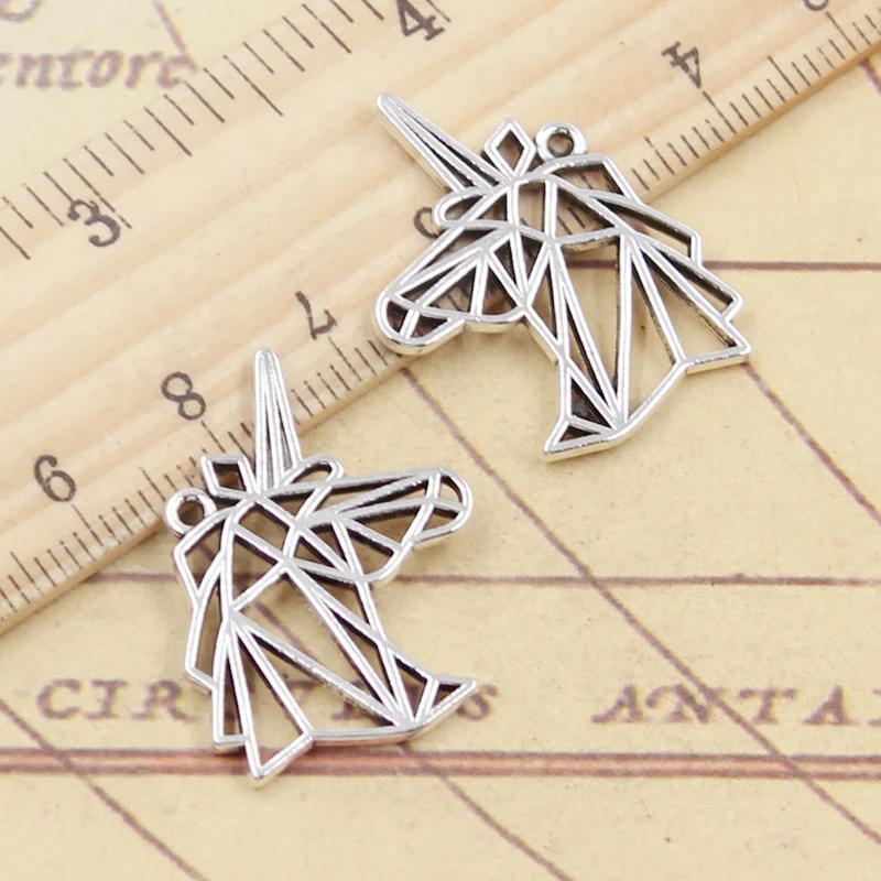 

10pcs Charms Hollow Unicorn 25x24mm Tibetan Silver Color Pendants Antique Jewelry Making DIY Handmade Craft