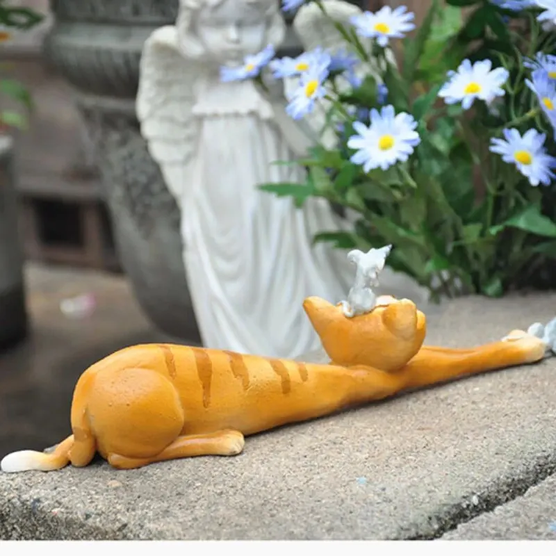 Страна идиллическая забавная котенок мышь сад терраса сочная сцена украшения