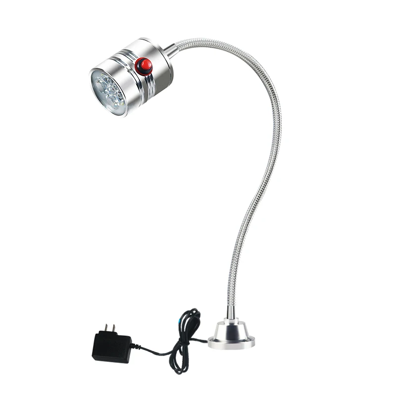 

Silver industrial lamp 110-220V 5W LED Work Light Adjustable Neck Fixed base Lamp Plugs can be customized
