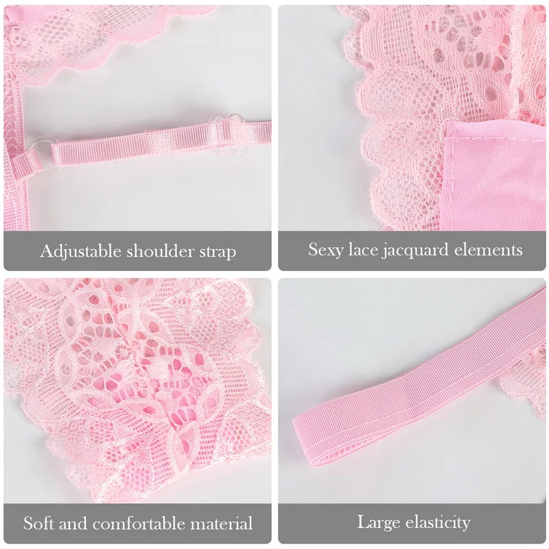 Комплект женского кружевного нижнего белья из бюстгальтера и трусиков