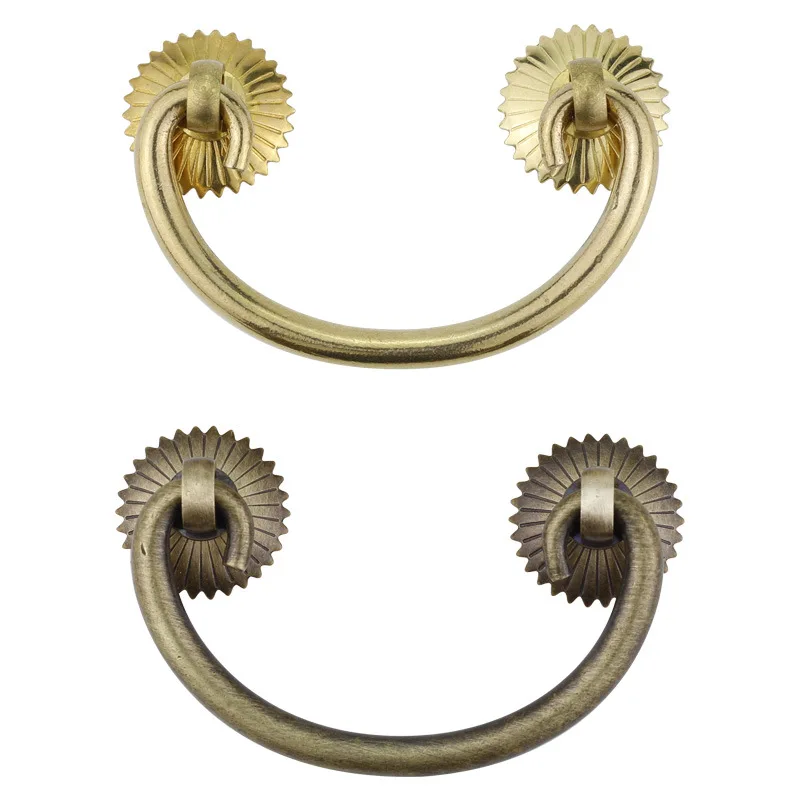 

Chinese Style Bronzed Horn Drawer Handle Antique Furniture Metal Drawer Handle Hanging Ring Solid Handle