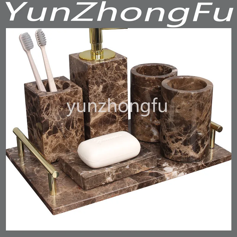 

Набор аксессуаров для ванной комнаты, диспенсер для туалетных принадлежностей, мыла, держатель для зубных щеток, подставка, коробка для туа...