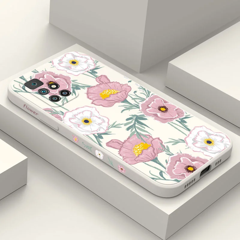 

Pink Floral Phone Case For Xiaomi Redmi 12C 10 10C 10A 9 9A 9T A1 Pro Plus 4G 5G Silicone Cover