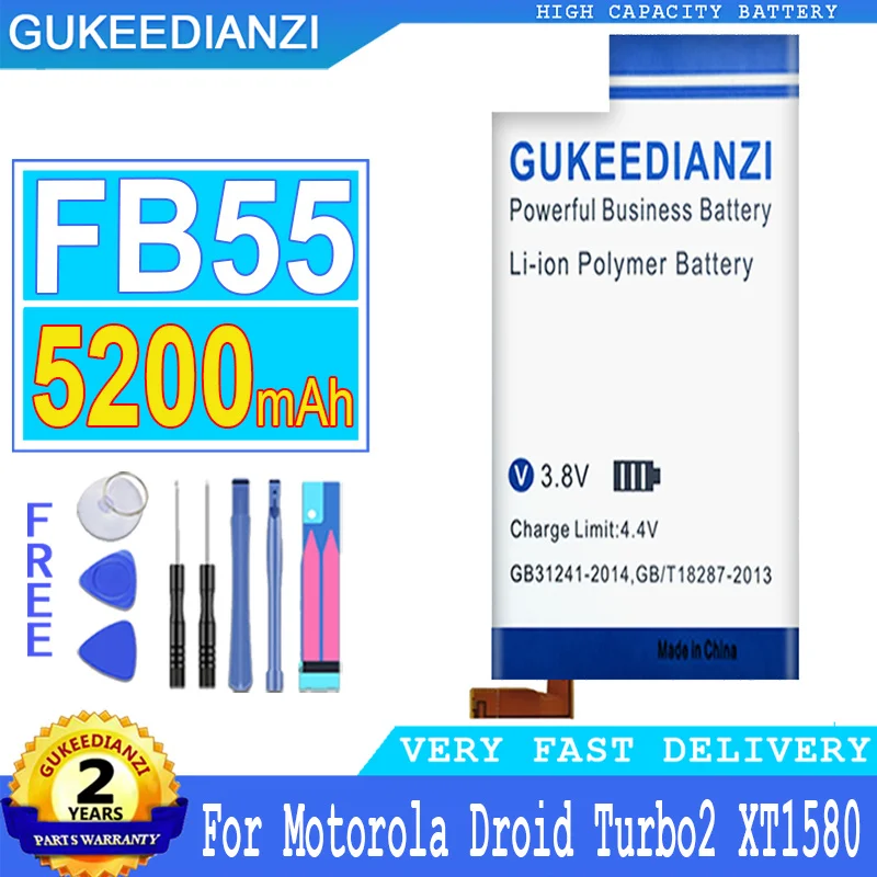 

Bateria 5200mAh High Capacity Battery FB55 For Motorola Droid Turbo 2 Turbo2 For Moto X Force XT1580 XT1581 XT1585 High Quality